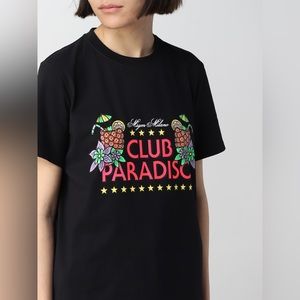MSGM Club Paradiso Black Cotton T-Shirt Size Small